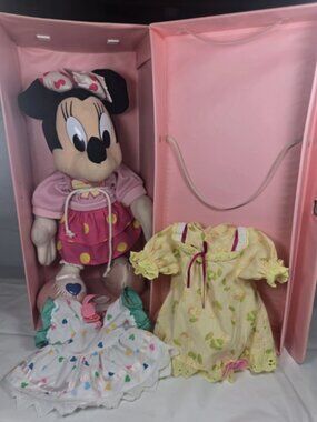 Vintage Disney Minnie Mouse N Me Plush Doll & Carrying Case Outfits 90s Wardrobe